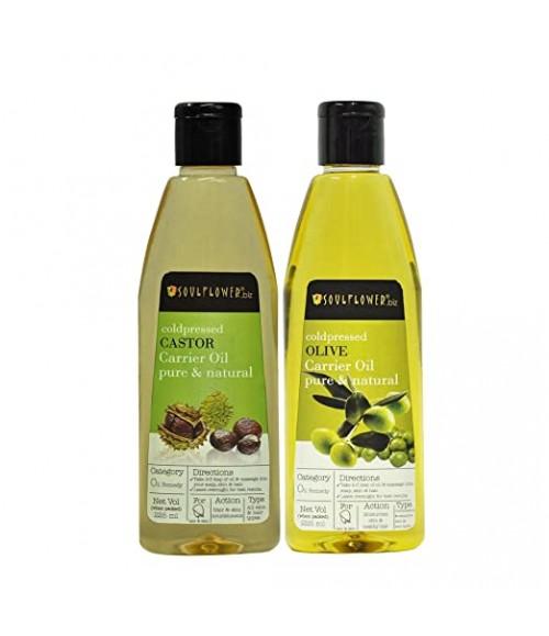 Soulflower Coldpressed Castor and Olive Carrier Oil, 450ml
